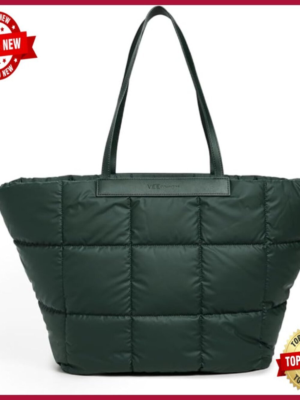 Quilted Nylon Tote Bag with Shoulder Straps, 22in Length